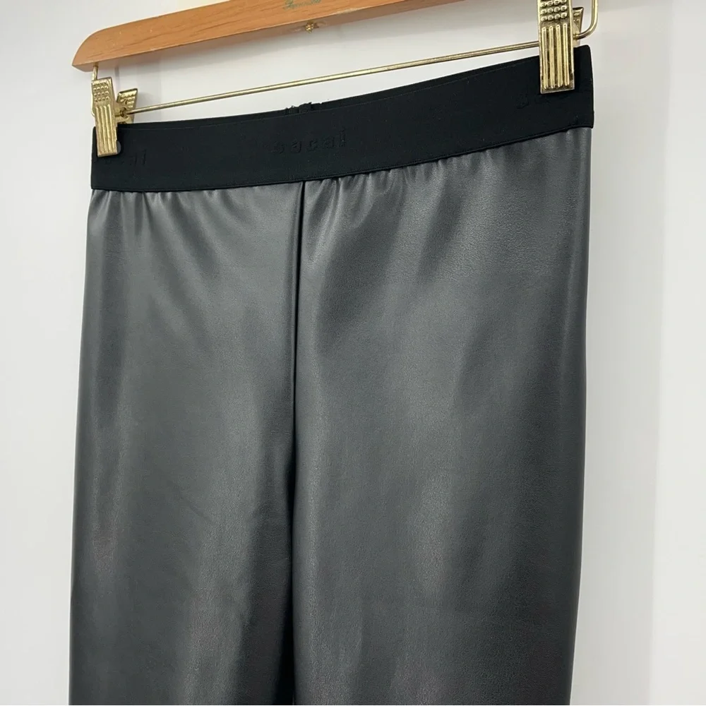 SACAI S Mixed-Media Faux Leather Leggings 0714 small black vegan - Picture 4 of 14